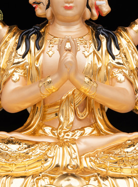 纯铜贴金斗姆元君像供奉桌面摆件