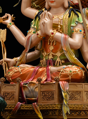 斗姆元君神像丹彩贴真金家居摆件