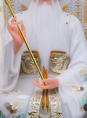 三清道祖神像汉白玉中式供奉摆件