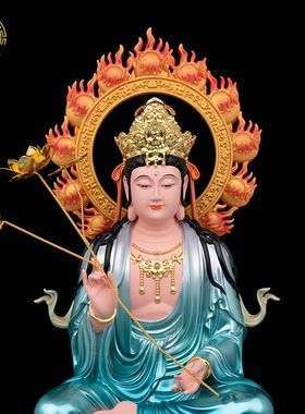 文殊普贤菩萨像树脂中式桌面摆件