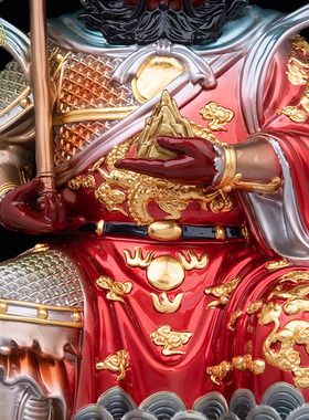 山神爷神像纯铜喷绘中式家居摆件