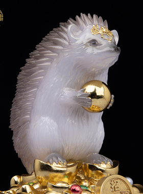 东北五仙真身汉白玉彩绘客厅摆件