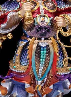 铜彩绘天蓬元帅佛像客厅装饰摆件