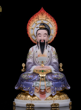 汉白玉中式客厅三清祖师神像摆件