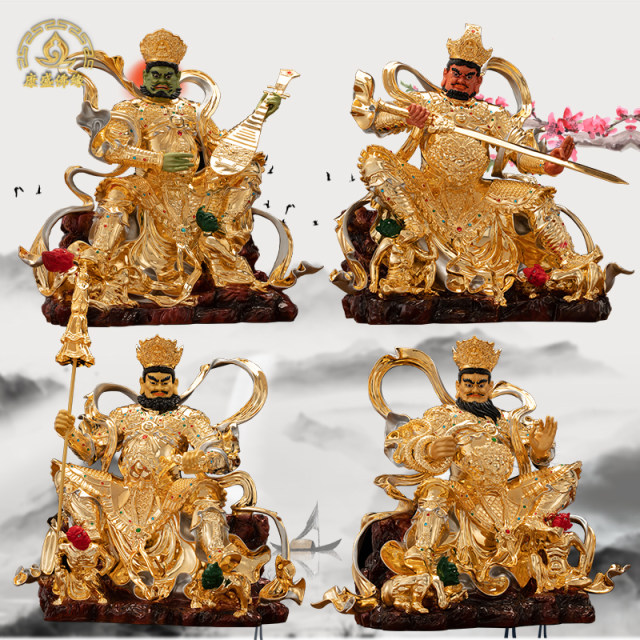 Pure copper four heavenly kings Buddha statues and four vajra ornaments