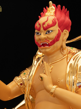 铜供奉中式家用鬼王面然大士神像