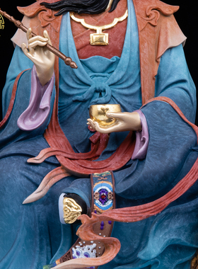 太乙救苦天尊神像体铜铸石影摆件