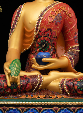 药师佛神像纯铜中式客厅古彩摆件