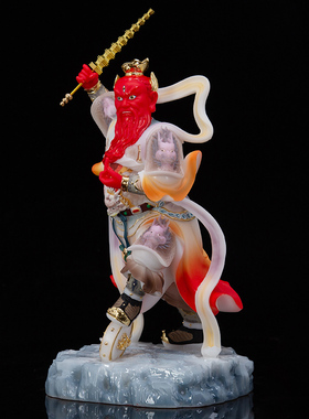 王灵官神像王天君彩绘供奉汉白玉