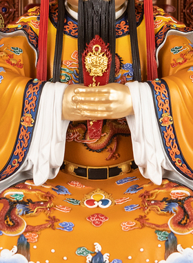 纯铜描漆龙五爷佛像家用招财摆件
