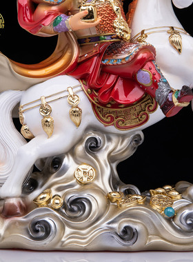 树脂唐彩报马仙神像家用供奉摆件