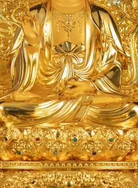 黄铜观世音菩萨佛像家用客厅摆件