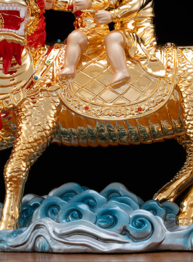 黄铜送子麒麟求龙凤家居卧室摆件