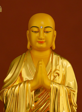 闵公道明神像客厅纯铜贴金摆件