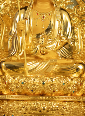 纯铜贴金闵公道明地藏菩萨像摆件