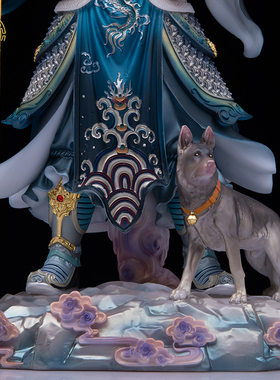 二郎神真君像汉白玉客厅彩绘摆件