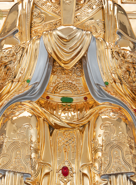 四御大帝神像客厅纯铜鎏金中式