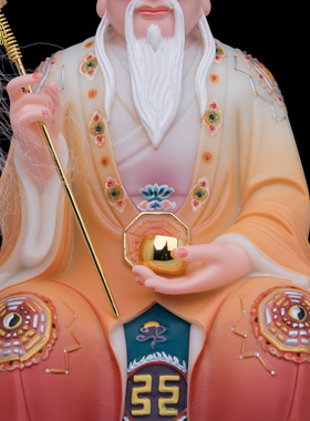 六壬仙师神像汉白玉唐彩中式摆件