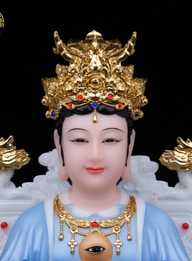 三霄娘娘神像汉白玉幻彩家居摆件
