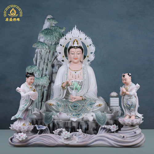 紫竹林观音神像供奉送子观音汉白玉观音像南海观世音菩萨像摆件 - 图0