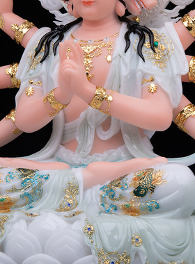 斗母元君神像汉白玉中式供奉摆件