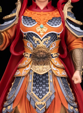 二郎神杨戬神像黄铜彩绘供奉摆件