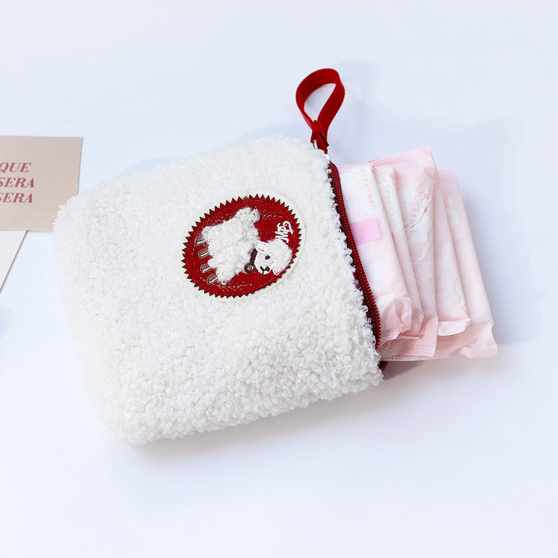 可爱小绵羊拉链化妆包小巧便携口红卫生巾收纳包ins简约学生少女,淘宝优惠券,粉丝福利购,淘宝优惠卷