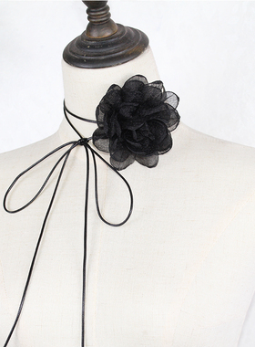 布女立体花朵颈链手工制作