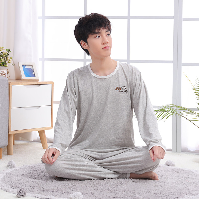 青少年夏季初中学生长袖纯棉睡衣 婉动睡衣/家居服套装