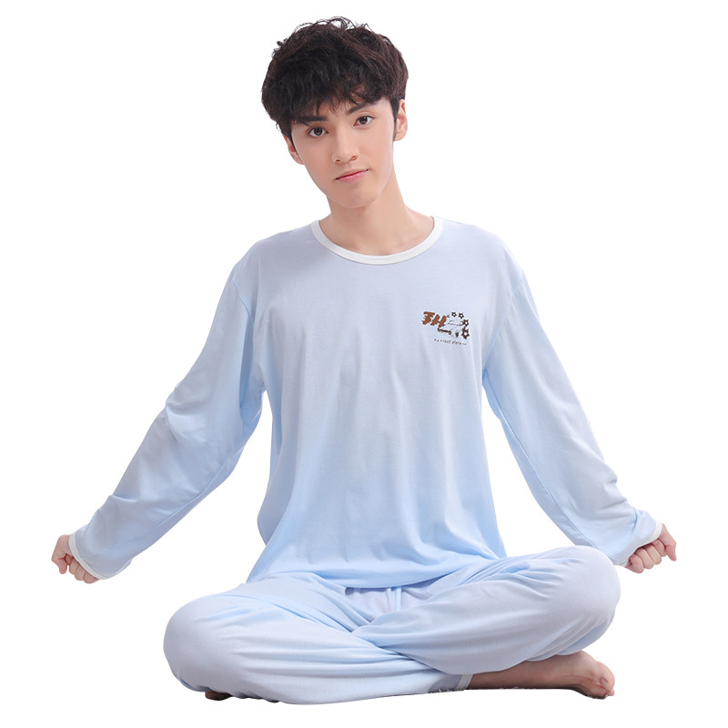 青少年夏季初中学生长袖纯棉睡衣 婉动睡衣/家居服套装