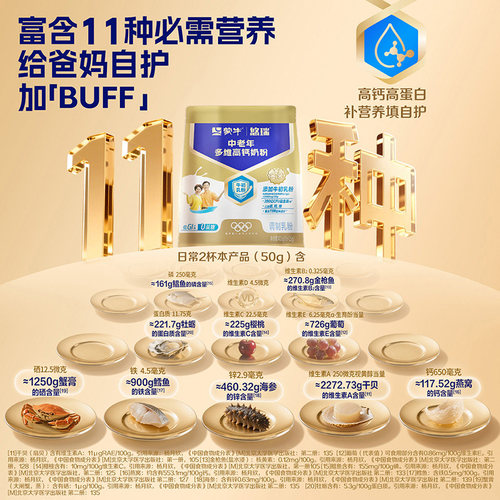 【杨紫代言】蒙牛悠瑞金装中老年成人奶粉400g*4营养早餐送礼长辈 - 图2
