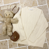 Angola Arctic suede retro tinged milky cream color milky white ancient feel knit sweaters K