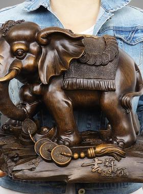 招财大象摆件一对办公室风水客厅酒柜电视柜装饰品开业商务礼品