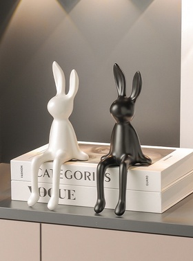 治愈系兔子陶瓷摆件可爱家居客厅电视柜玄关装饰酒柜工艺品小摆设