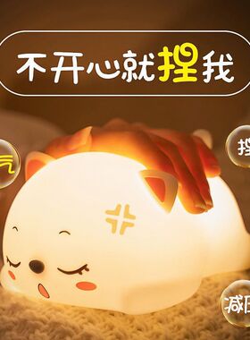 小猫咪灯女孩女生日礼物小新小夜灯儿童房卧室睡眠呼噜猫床头台灯