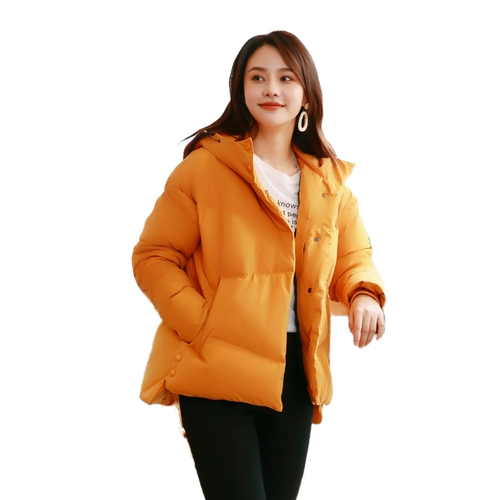 Длинная короткая куртка с пухом, демисезонная однотонная бархатная толстовка с капюшоном для отдыха, 14 года, средней длины, в корейском стиле, утиный пух