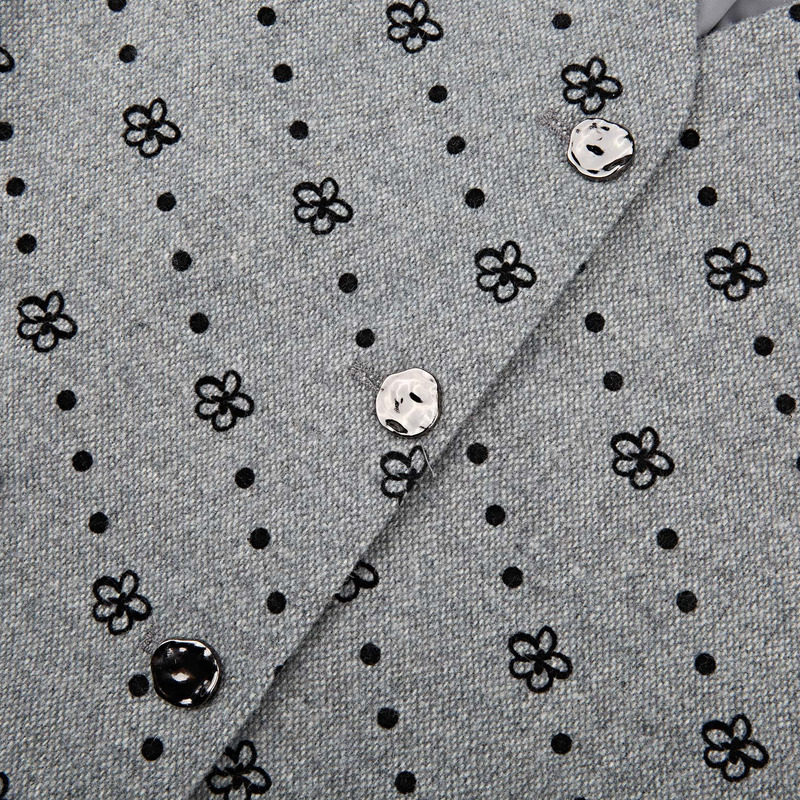 sdeer圣迪奥冬季女装学院风V领印花毛呢无袖连衣裙S244Z1289