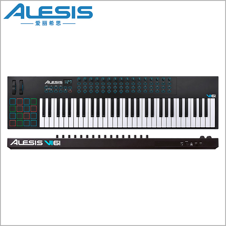 美国 爱丽希思 ALESIS VI61 音乐编作曲MIDI键盘半配重61键控制器 - 图0