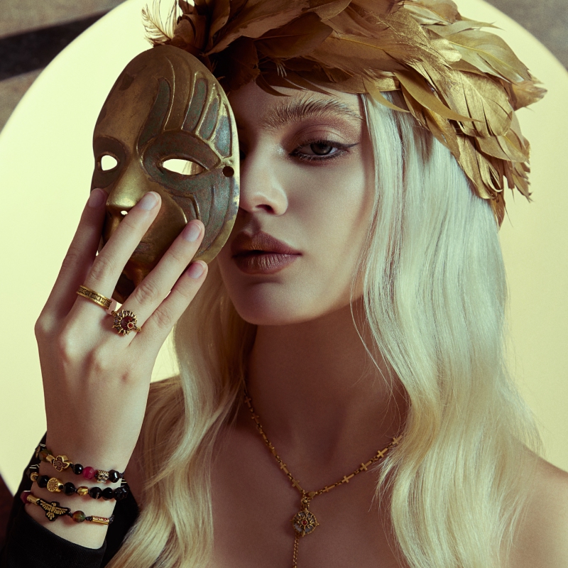 MONOLOGUE Monologue Thirty Degrees North Latitude Maya Black Gold Star and Moon Ring MRV37 as a birthday gift