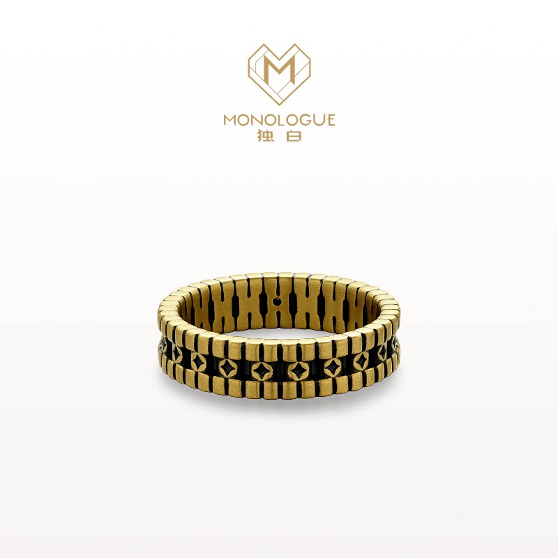 MONOLOGUE monologue authority trendy retro gold copper coin ring couple ring birthday gift