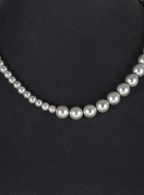 女不对称大小珍珠磁吸扣项链