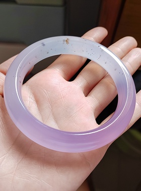 64圈口天然高温紫玉髓手镯半山水水草飘花妖紫色玛瑙手镯包邮女