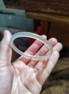 52-53圈口天然玛瑙手镯女款冰种白月光叮当镯子玉髓荔枝冻玉镯冰