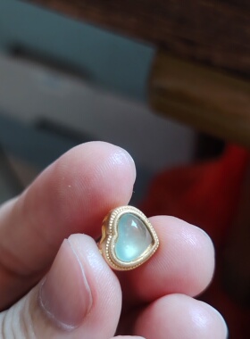 天然A货翡翠魔盒爱心925纯银镶嵌缅甸木纳料冰种爱心戒指吊坠