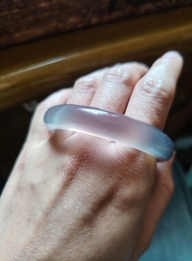 51-52圈口天然无烧无染色灰紫色玉髓手镯玛瑙玉镯女友生日礼物