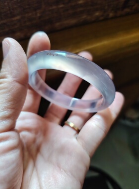 48-49圈口天然无烧无染色灰紫玉髓手镯玛瑙玉镯送女友生日礼物