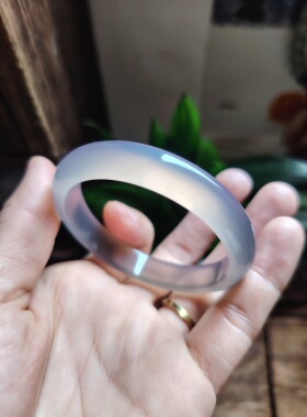 50-51圈口天然无烧无染色灰紫玉髓手镯女送礼玉镯子玛瑙手镯