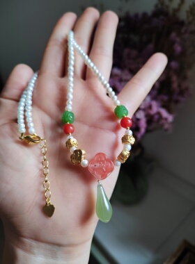 天然珍珠项链锁骨链新中式国风珍珠项链女小众复古时尚