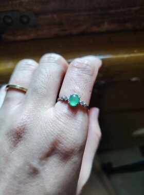 925银天然缅料A货满色满绿冰种女款戒指时尚流行高级感送女友礼物