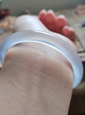 54圈口天然原色无烧无染色马料白冰圆条玉髓手镯玛瑙包邮